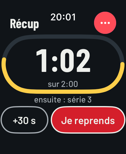 Compte à rebours de récupération sur l'Apple Watch